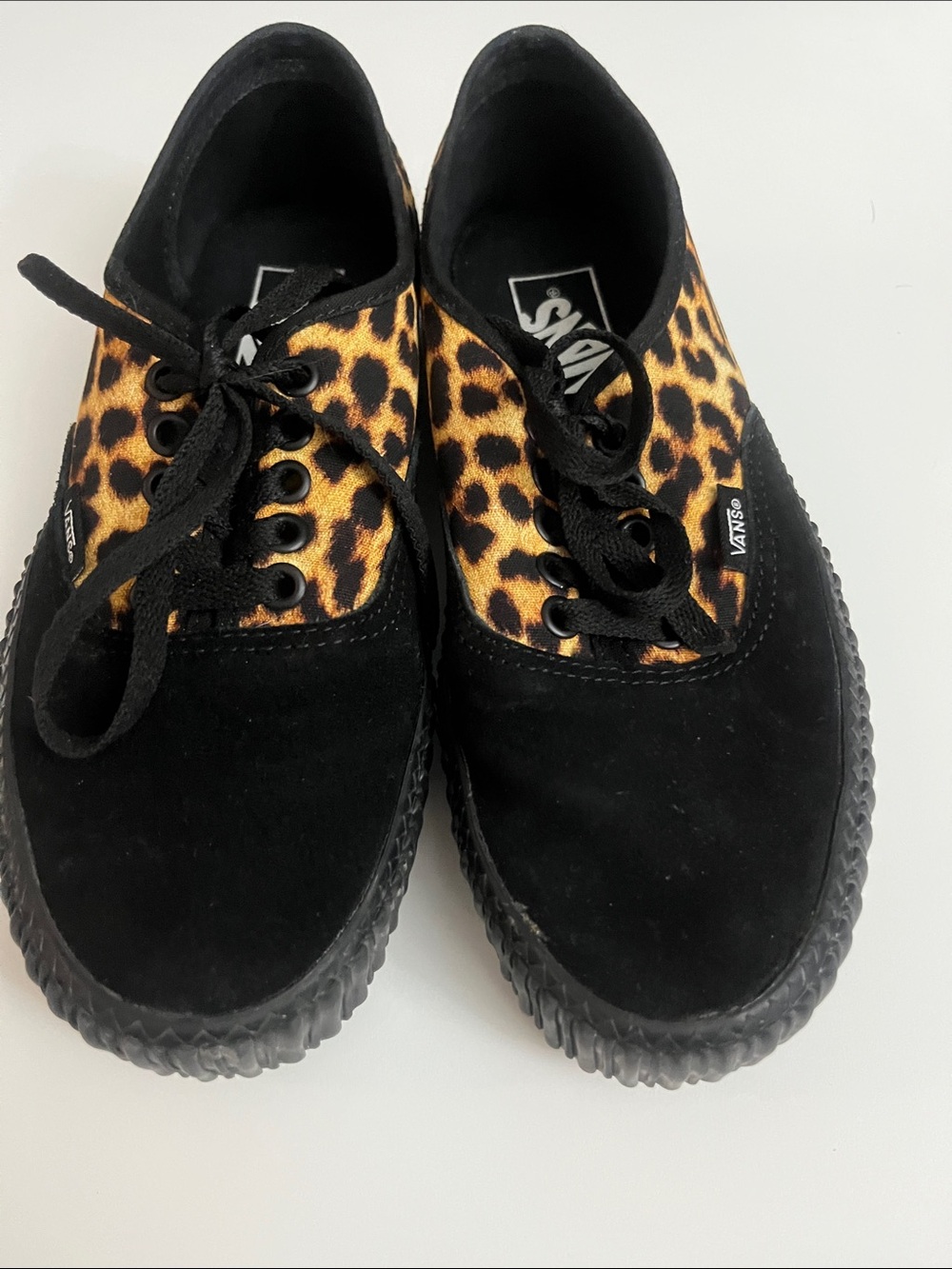 Vans Black & Leopard Print Low-Top Sneakers